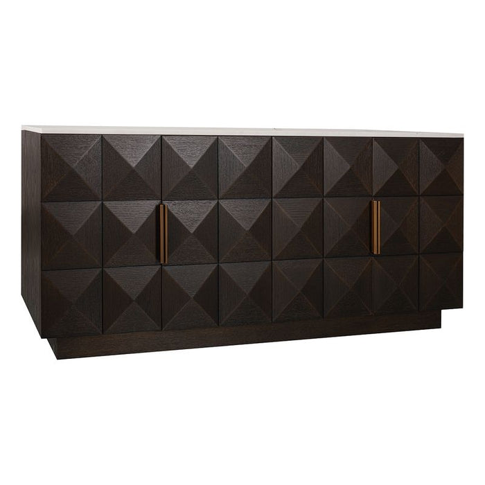 Benedict Smoked Oak Buffet - White Marble, 170cm