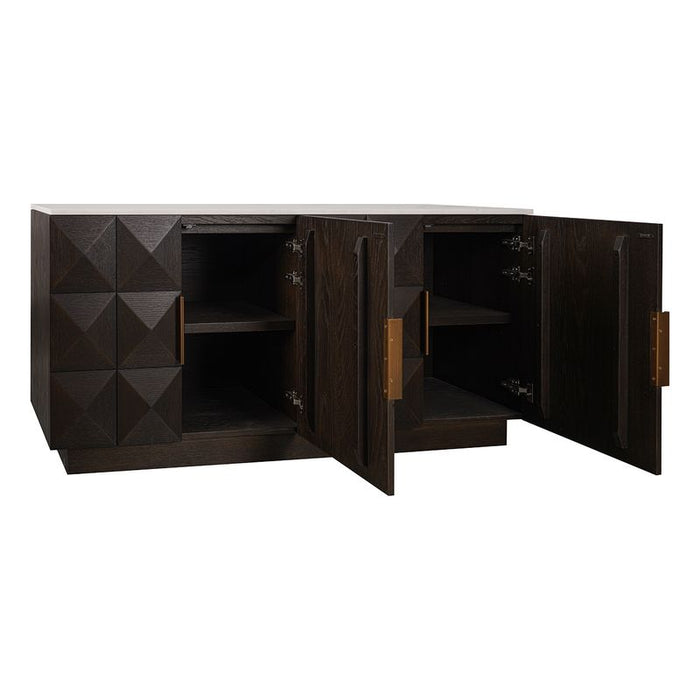 Benedict Smoked Oak Buffet - White Marble, 170cm