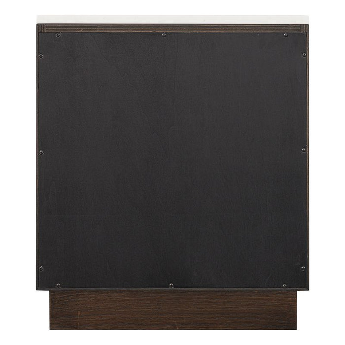 Benedict Smoked Oak Bedside Table - White Marble