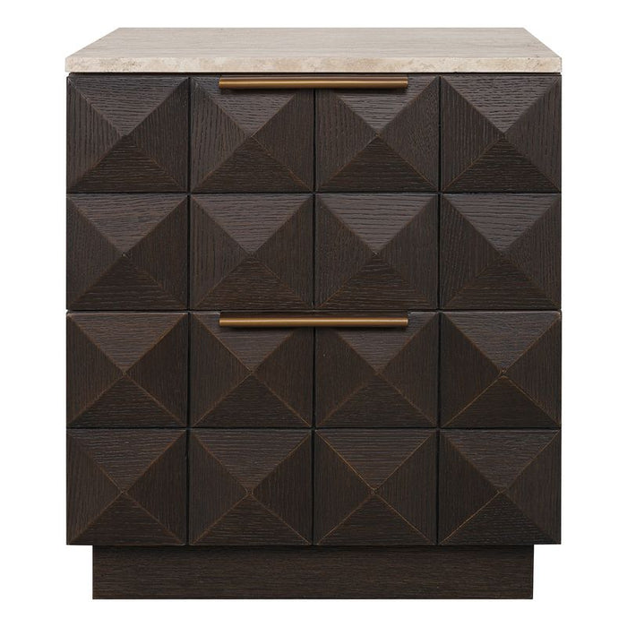 Benedict Smoked Oak Bedside Table - Travertine