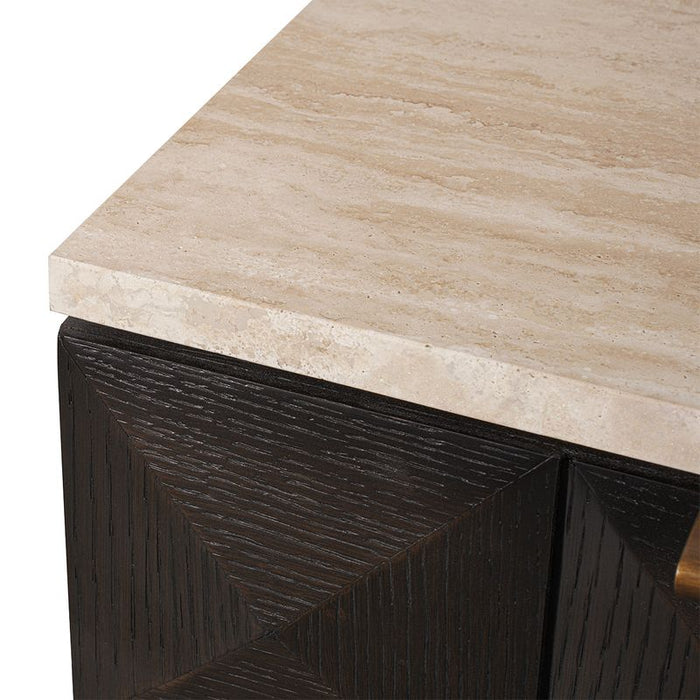 Benedict Smoked Oak Bedside Table - Travertine