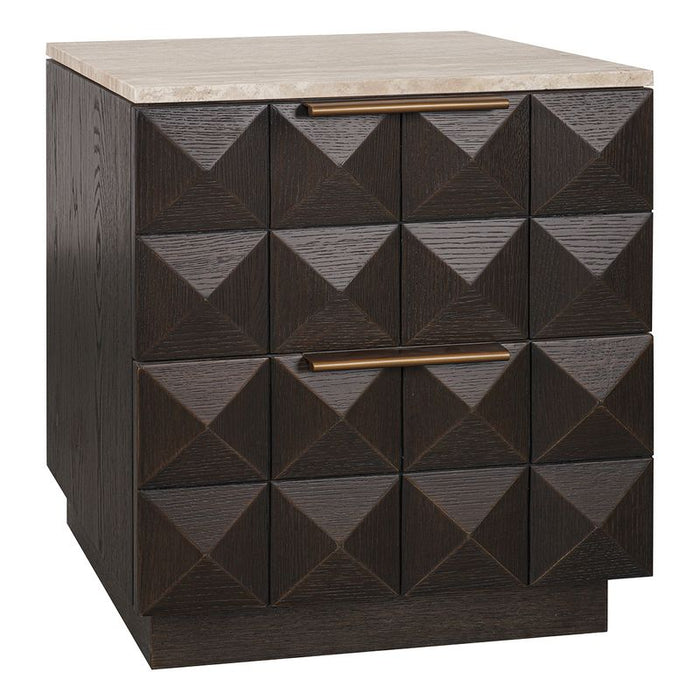 Benedict Smoked Oak Bedside Table - Travertine