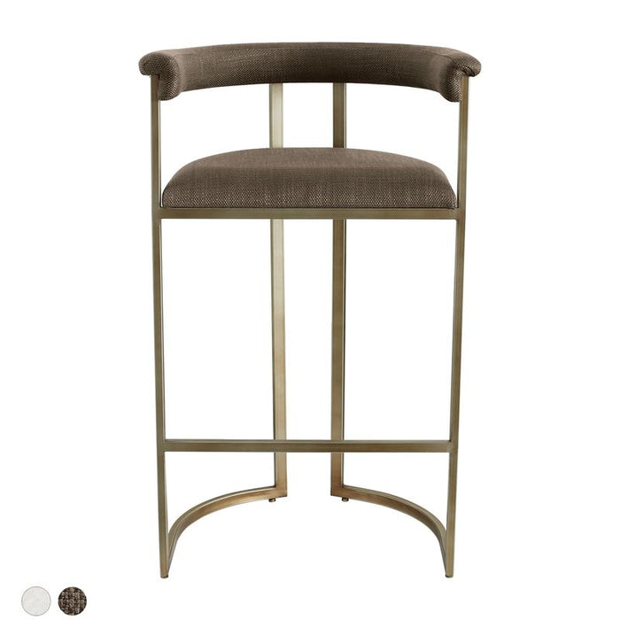 Dino Bar Stool with Upholstered Arms - Chocolate Linen, 96cm H