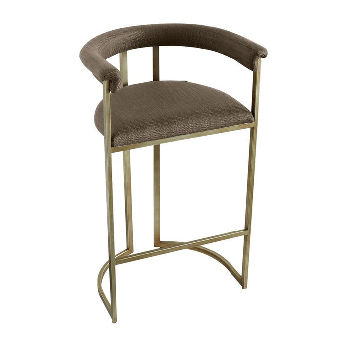 Dino Bar Stool with Upholstered Arms - Chocolate Linen, 96cm H