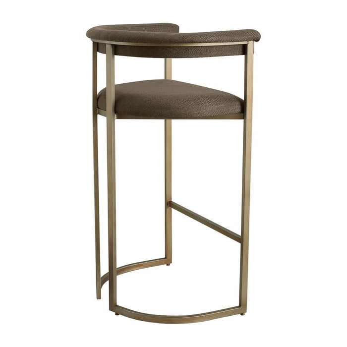 Dino Bar Stool with Upholstered Arms - Chocolate Linen, 96cm H