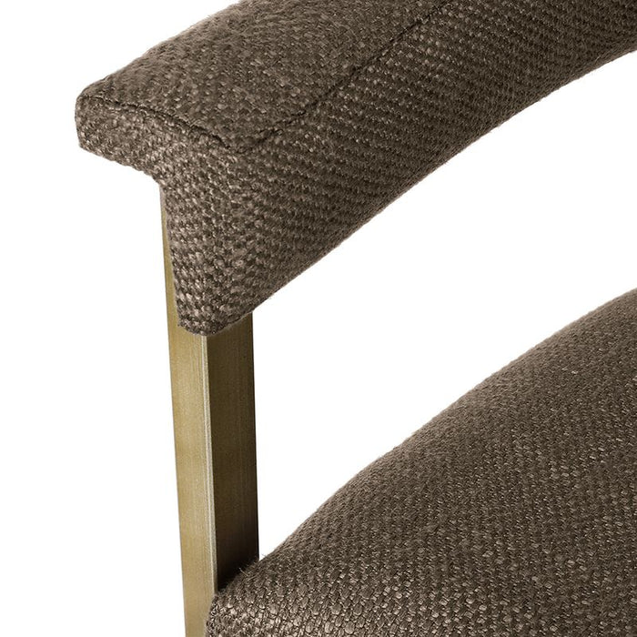 Dino Bar Stool with Upholstered Arms - Chocolate Linen, 96cm H