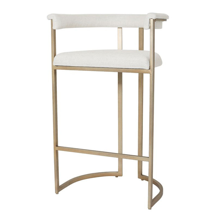 Dino Bar Stool with Upholstered Arms - Natural Linen, 96cm H