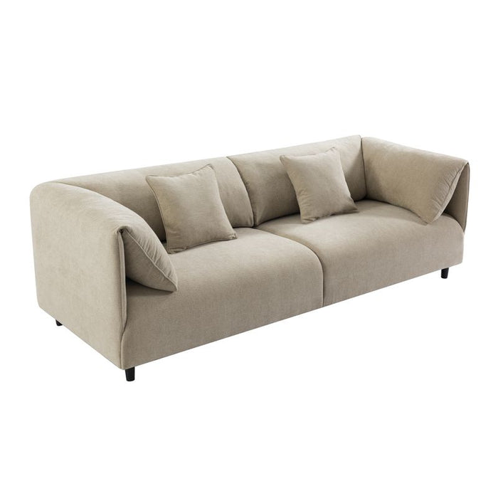 Dominic 3 Seater Sofa - Wheat, Cream Fabric Wood, 240cm