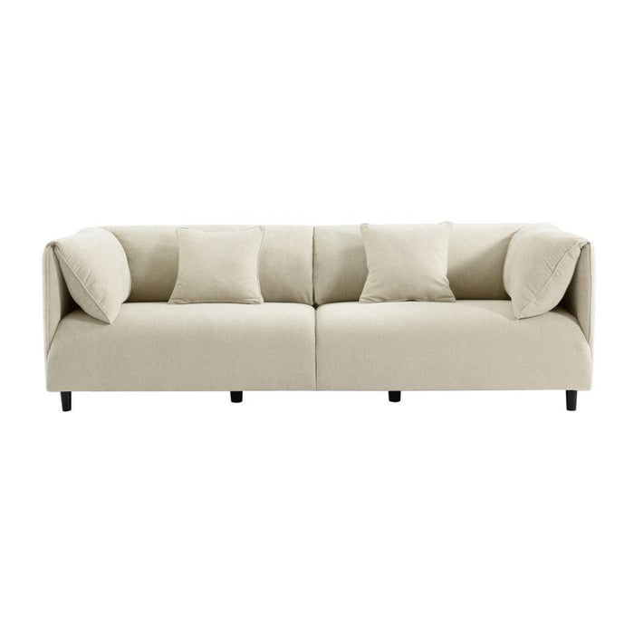 Dominic 3 Seater Sofa - Ivory, Fabric Wood, 240cm