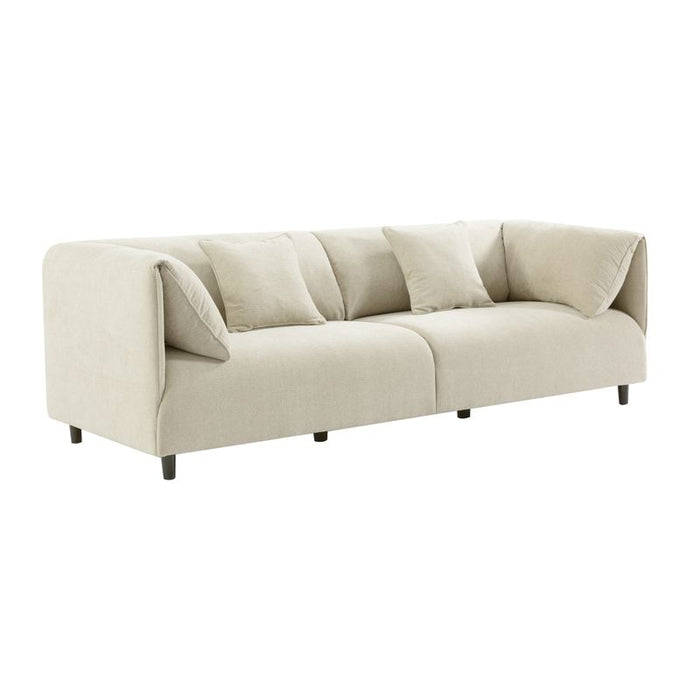 Dominic 3 Seater Sofa - Ivory, Fabric Wood, 240cm