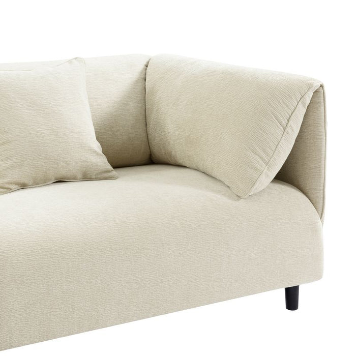 Dominic 3 Seater Sofa - Ivory, Fabric Wood, 240cm