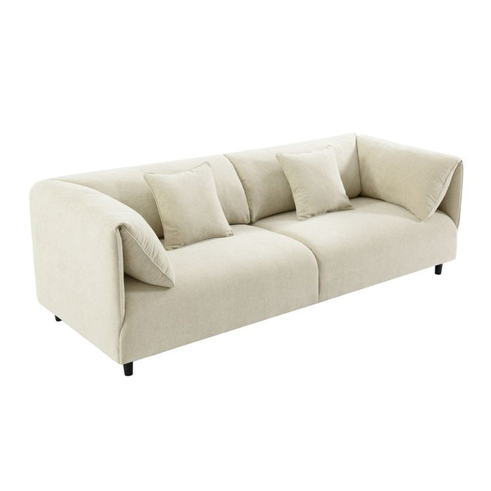 Dominic 3 Seater Sofa - Ivory, Fabric Wood, 240cm