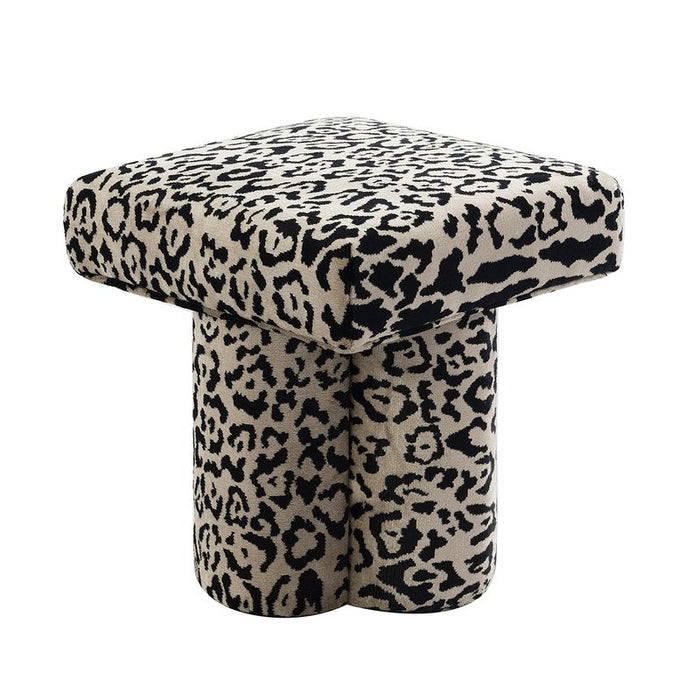 Ace Stool - Leopard Chenille, Fabric Wood