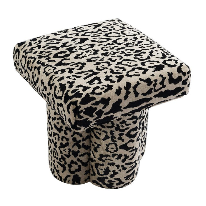 Ace Stool - Leopard Chenille, Fabric Wood