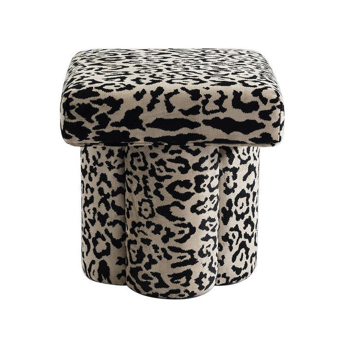 Ace Stool - Leopard Chenille, Fabric Wood