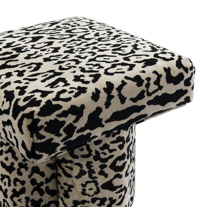 Ace Stool - Leopard Chenille, Fabric Wood