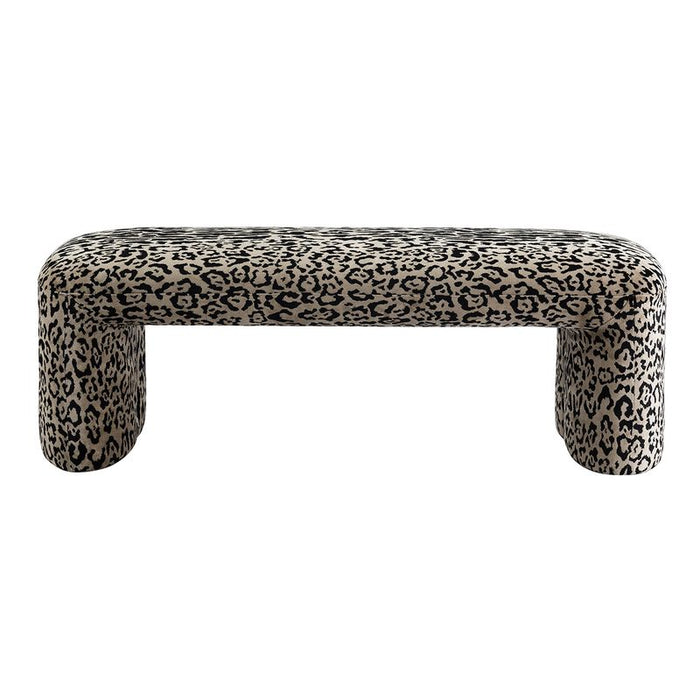 Piper Bench Ottoman - Leopard Chenille, Fabric Wood