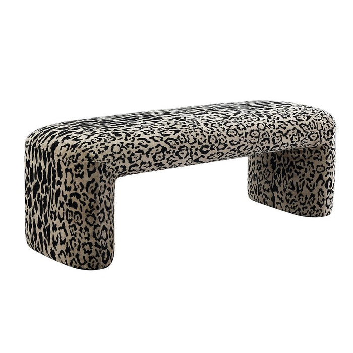 Piper Bench Ottoman - Leopard Chenille, Fabric Wood
