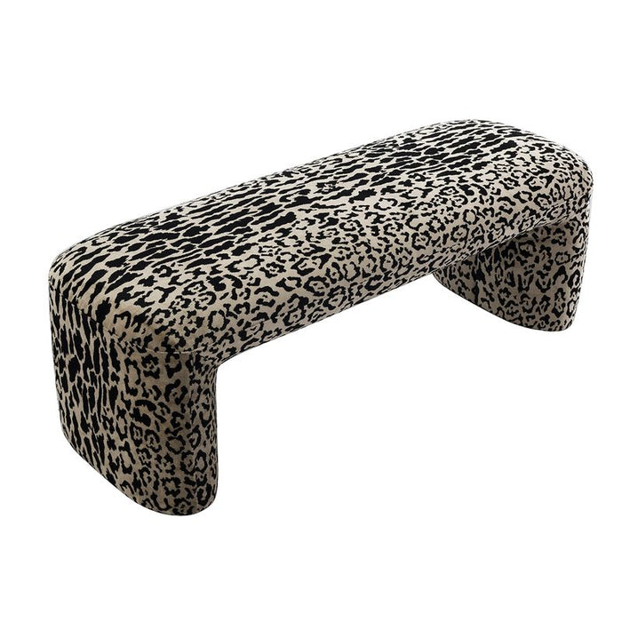 Piper Bench Ottoman - Leopard Chenille, Fabric Wood