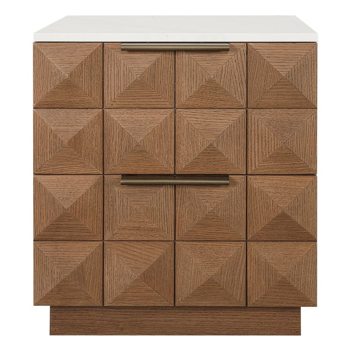 Benedict Walnut Bedside Table - White Marble