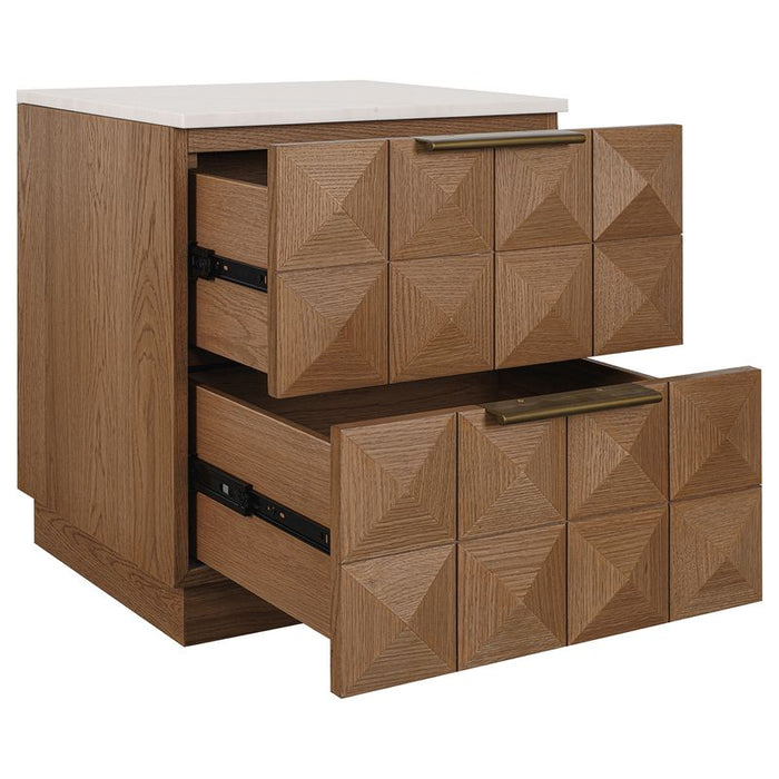 Benedict Walnut Bedside Table - White Marble