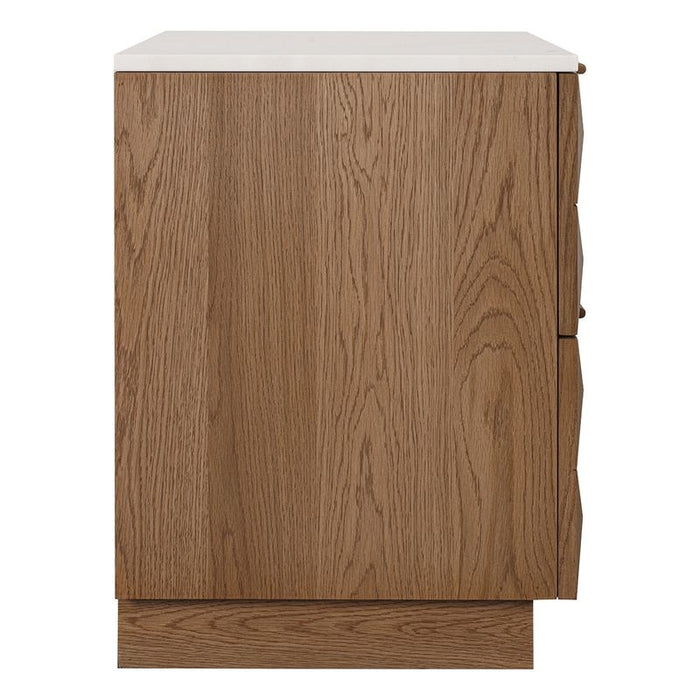 Benedict Walnut Bedside Table - White Marble