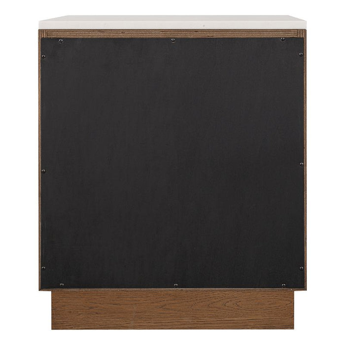 Benedict Walnut Bedside Table - White Marble