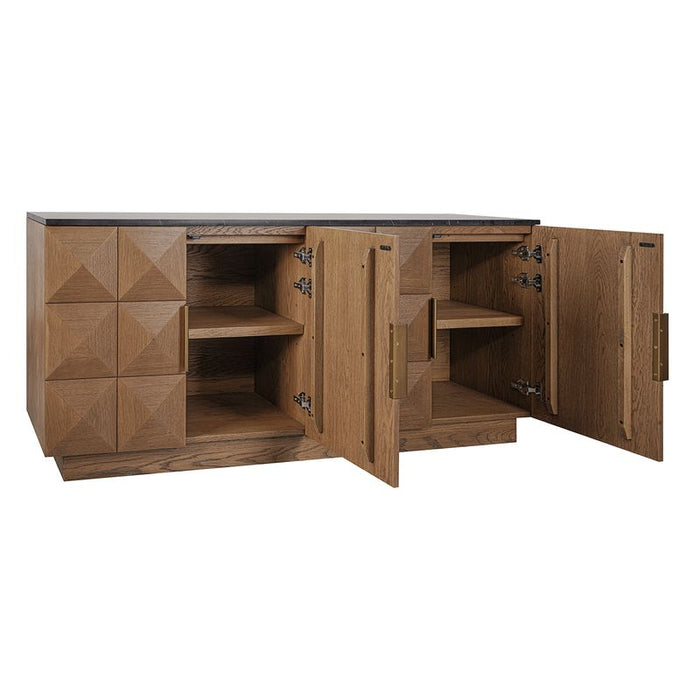 Benedict Walnut Buffet - Black Marble, 170cm