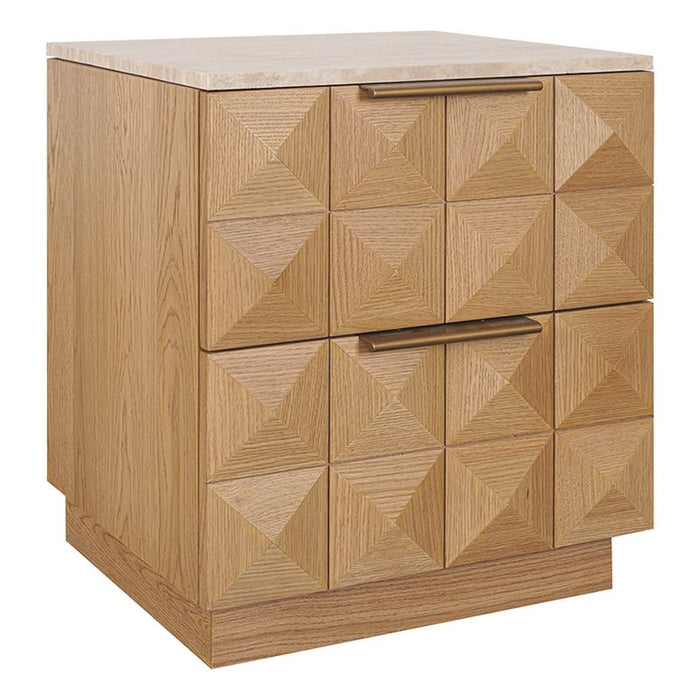 Benedict Natural Oak Bedside Table - Travertine