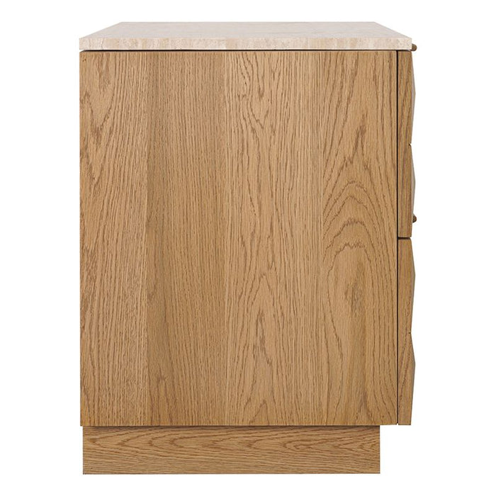 Benedict Natural Oak Bedside Table - Travertine
