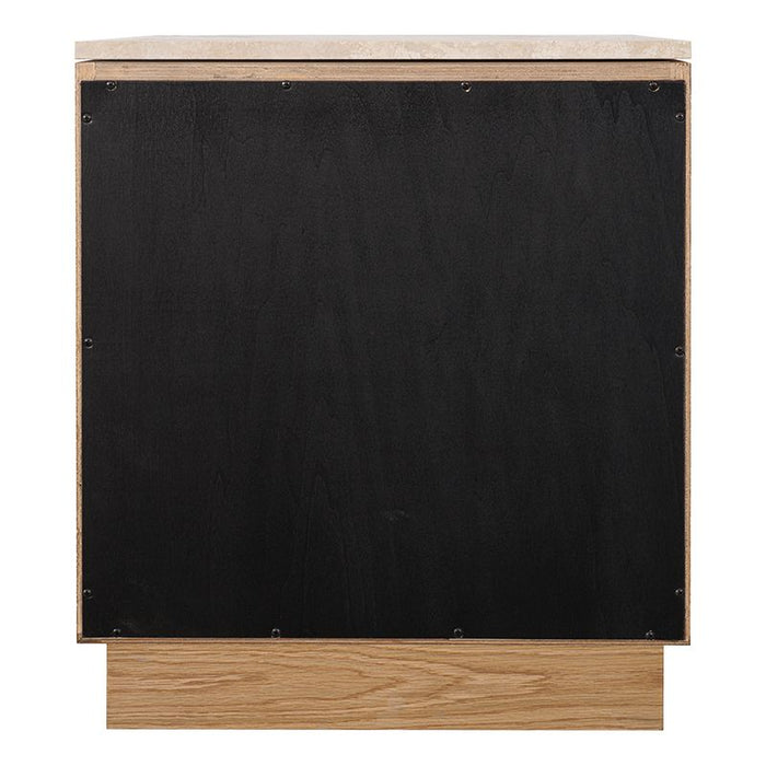 Benedict Natural Oak Bedside Table - Travertine