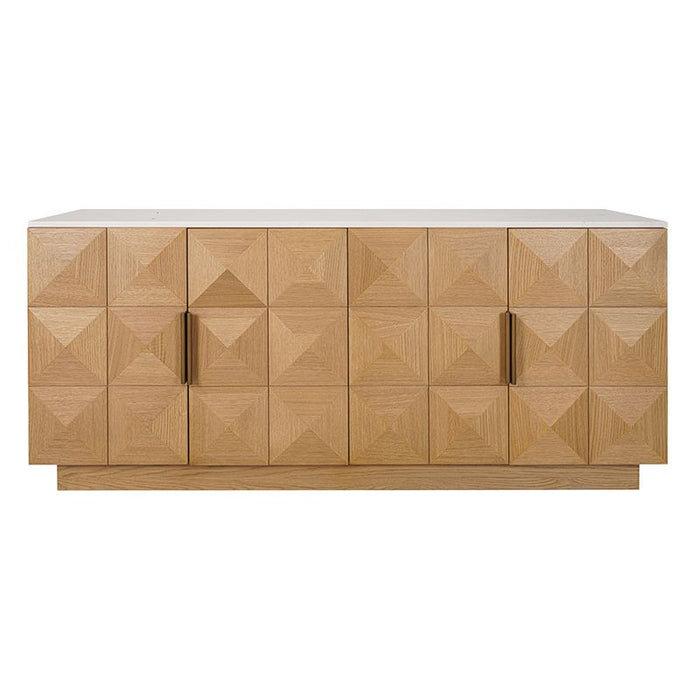 Benedict Natural Oak Buffet - White Marble, 170cm