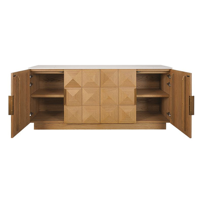 Benedict Natural Oak Buffet - White Marble, 170cm