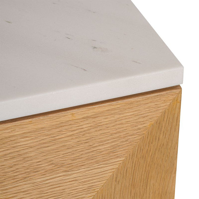 Benedict Natural Oak Buffet - White Marble, 170cm