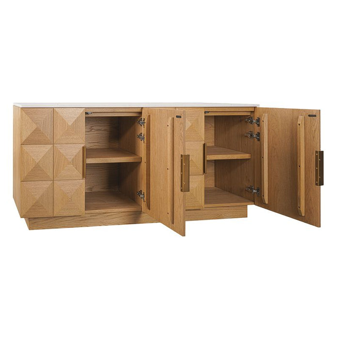 Benedict Natural Oak Buffet - White Marble, 170cm