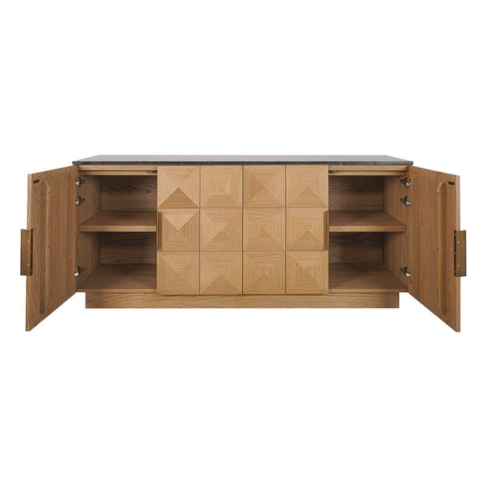 Benedict Natural Oak Buffet - Black Marble, 170cm
