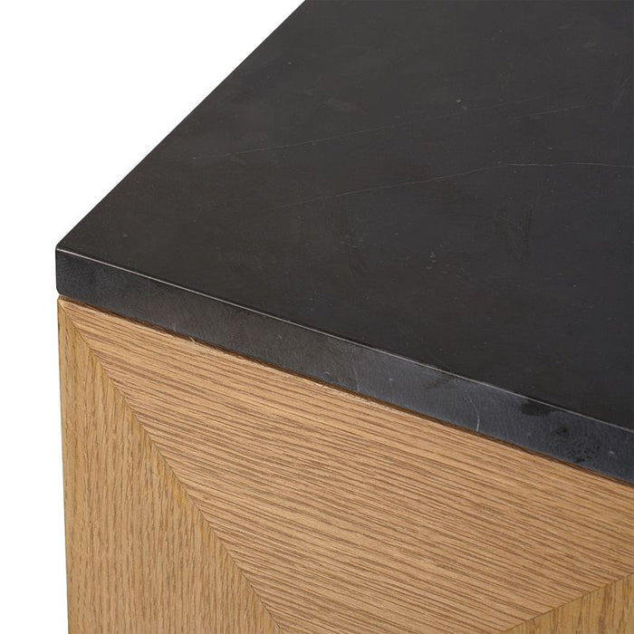 Benedict Natural Oak Buffet - Black Marble, 170cm