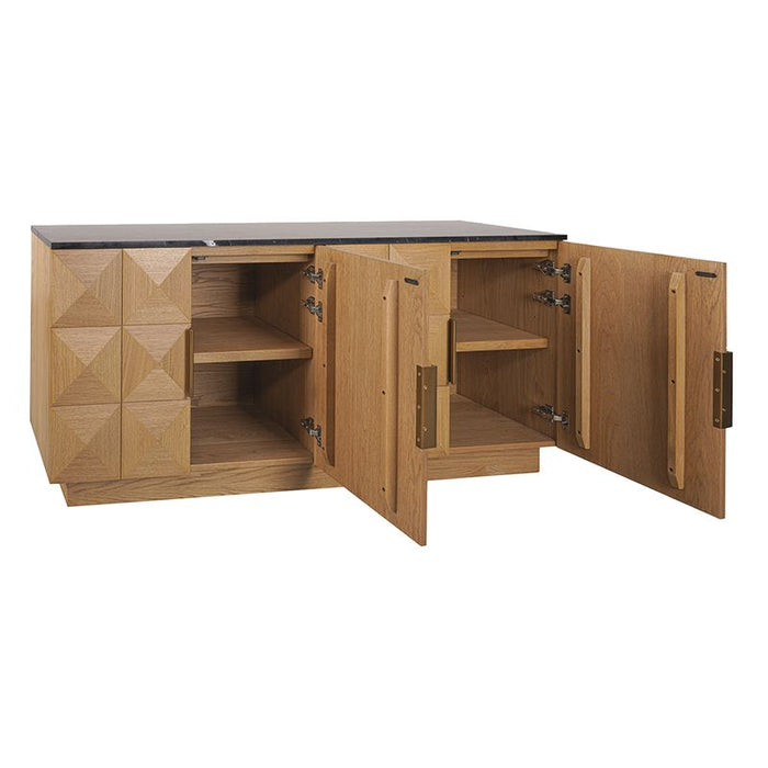 Benedict Natural Oak Buffet - Black Marble, 170cm