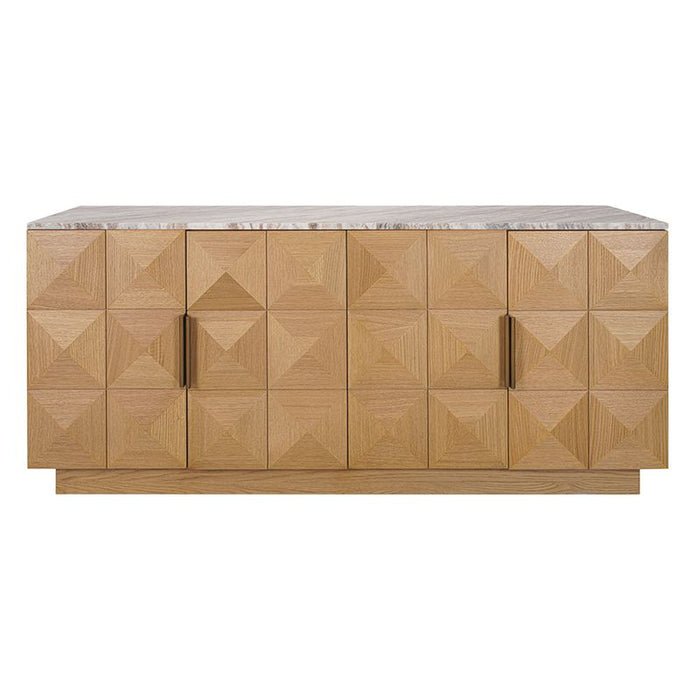 Benedict Natural Oak Buffet - River Brown Marble, 170cm