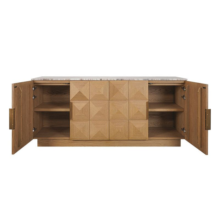 Benedict Natural Oak Buffet - River Brown Marble, 170cm
