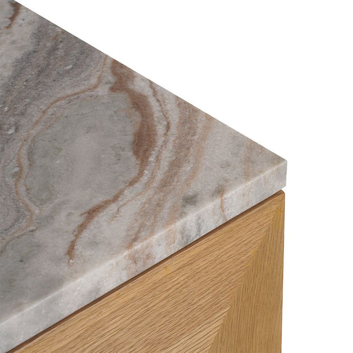 Benedict Natural Oak Buffet - River Brown Marble, 170cm