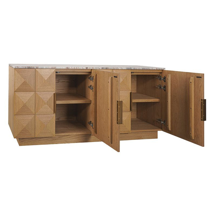 Benedict Natural Oak Buffet - River Brown Marble, 170cm