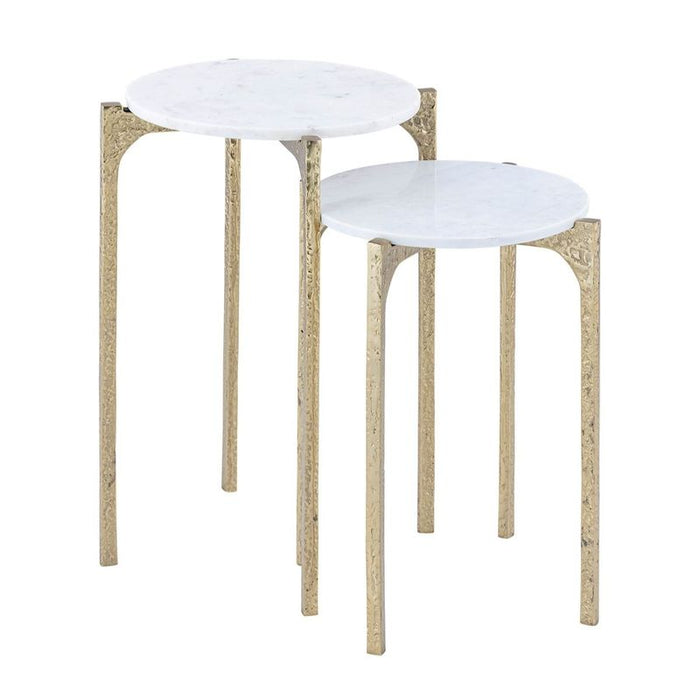 Thea Marble Nesting Side Tables - Gold, 41cm