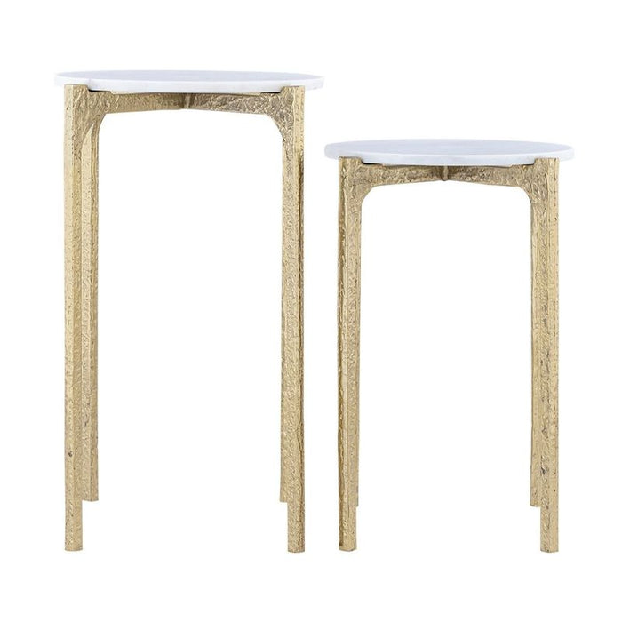 Thea Marble Nesting Side Tables - Gold, 41cm