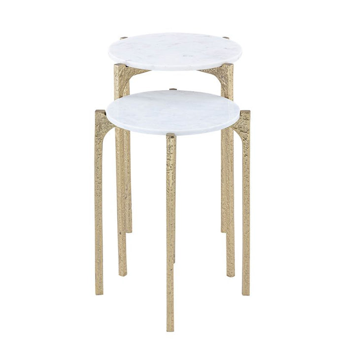 Thea Marble Nesting Side Tables - Gold, 41cm