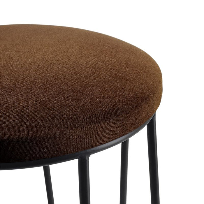 Aiden Black Steel Kitchen Stool - Dark Chocolate Velvet, 65cm H