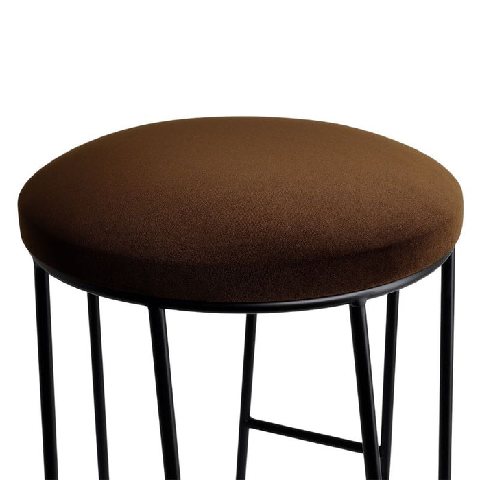 Aiden Black Steel Kitchen Stool - Dark Chocolate Velvet, 65cm H