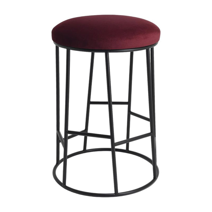 Aiden Black Steel Kitchen Stool - Mulberry Velvet, 65cm H
