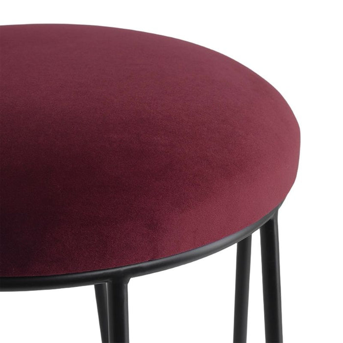 Aiden Black Steel Kitchen Stool - Mulberry Velvet, 65cm H