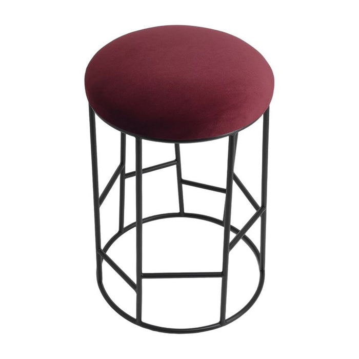 Aiden Black Steel Kitchen Stool - Mulberry Velvet, 65cm H